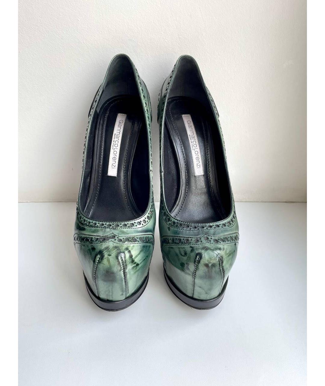 GIAN MARCO LORENZI Зеленые кожаные туфли, фото 3