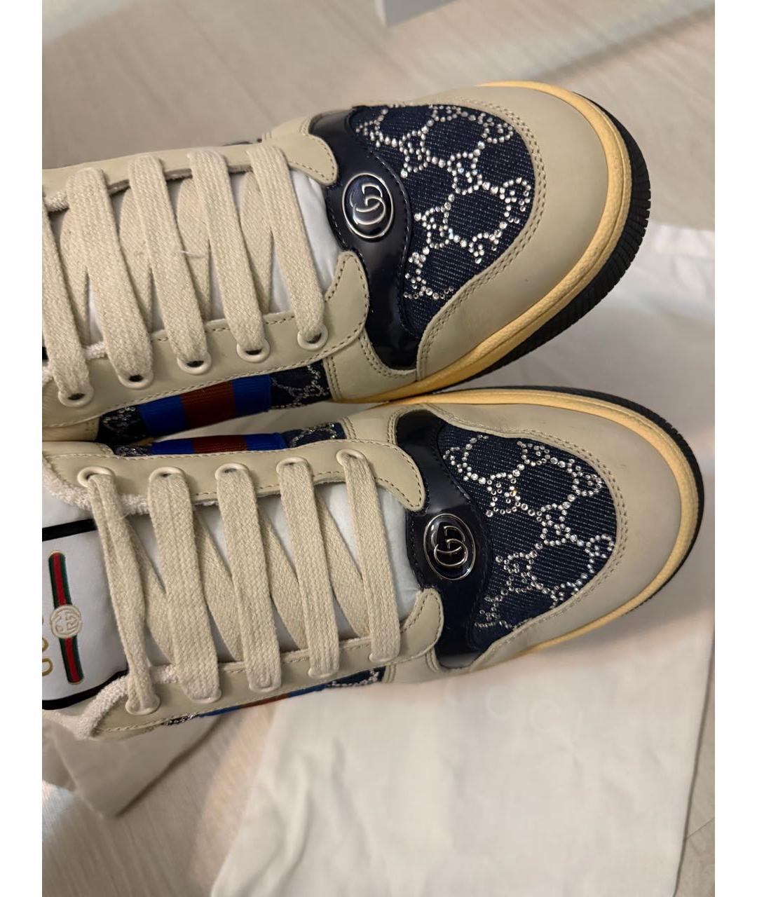 GUCCI Синие кожаные кроссовки, фото 4