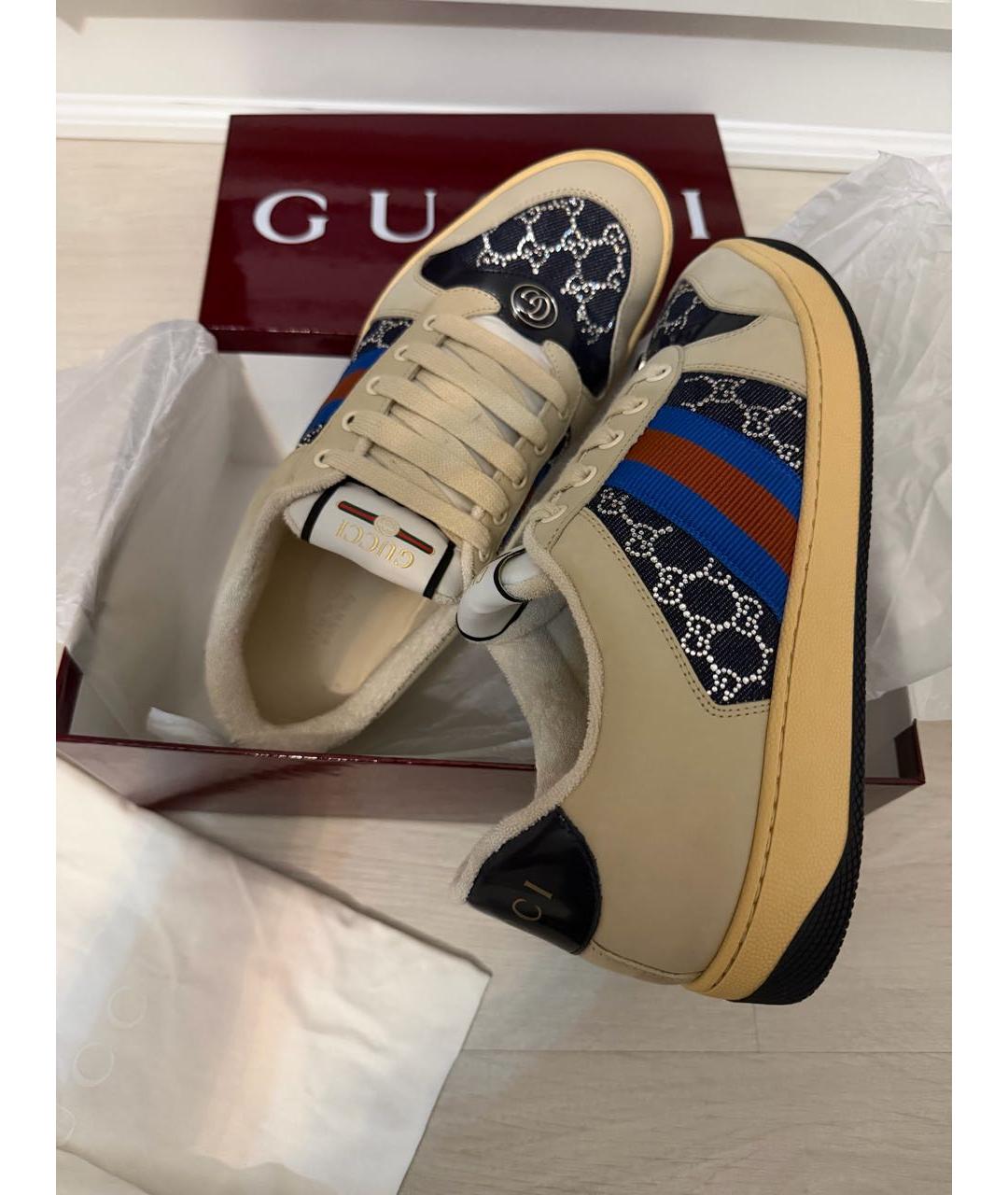 GUCCI Синие кожаные кроссовки, фото 8