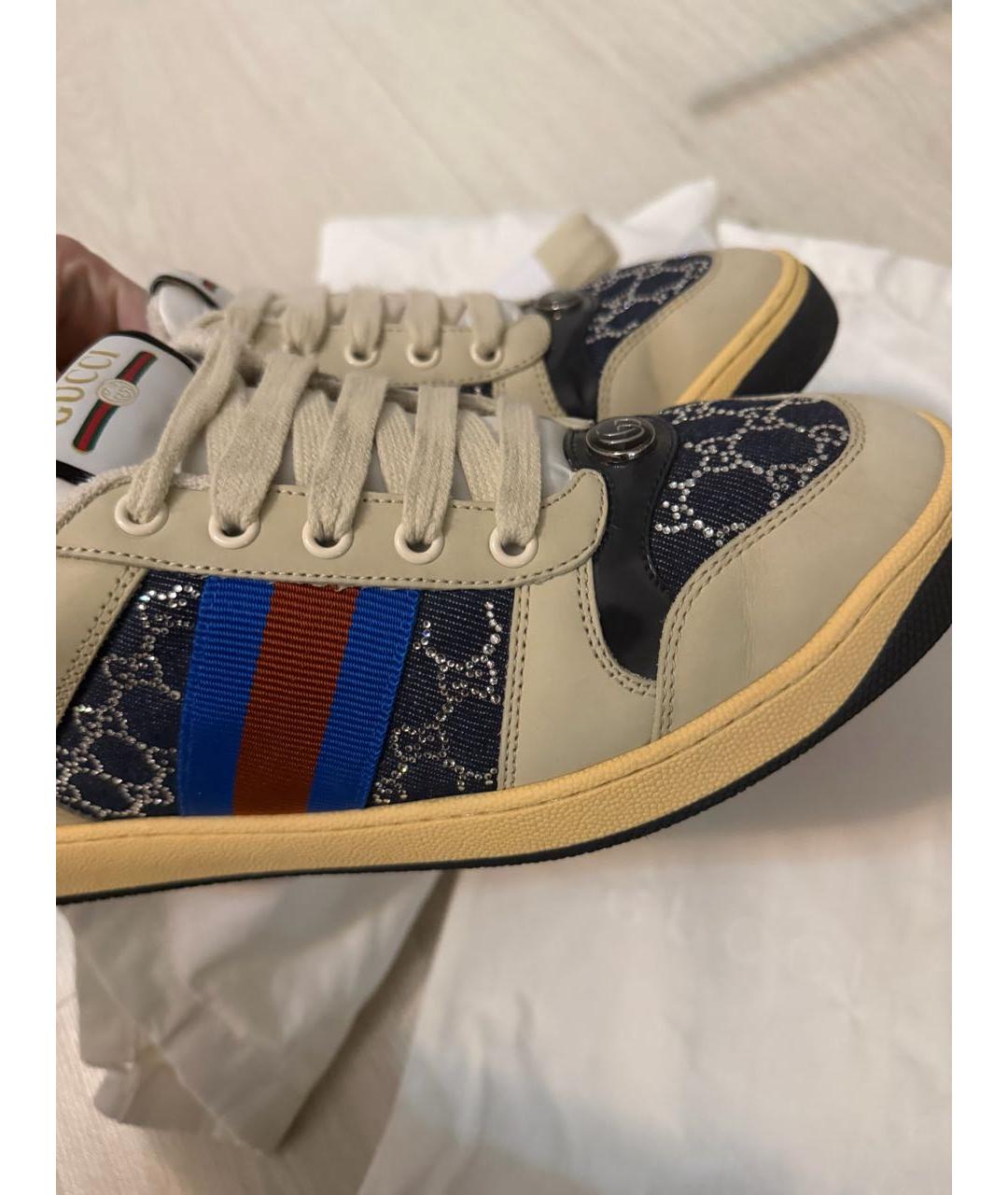 GUCCI Синие кожаные кроссовки, фото 2