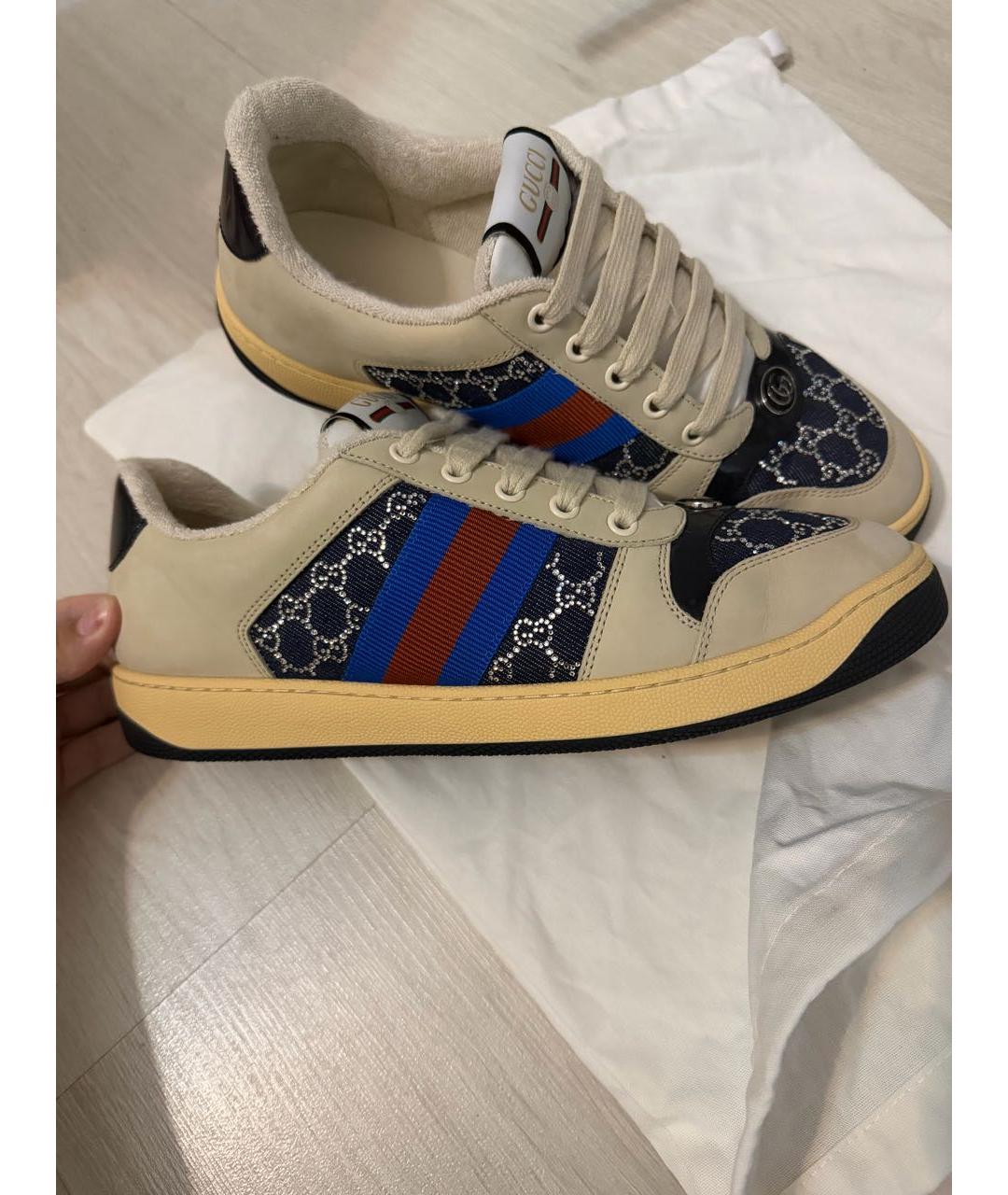 GUCCI Синие кожаные кроссовки, фото 9