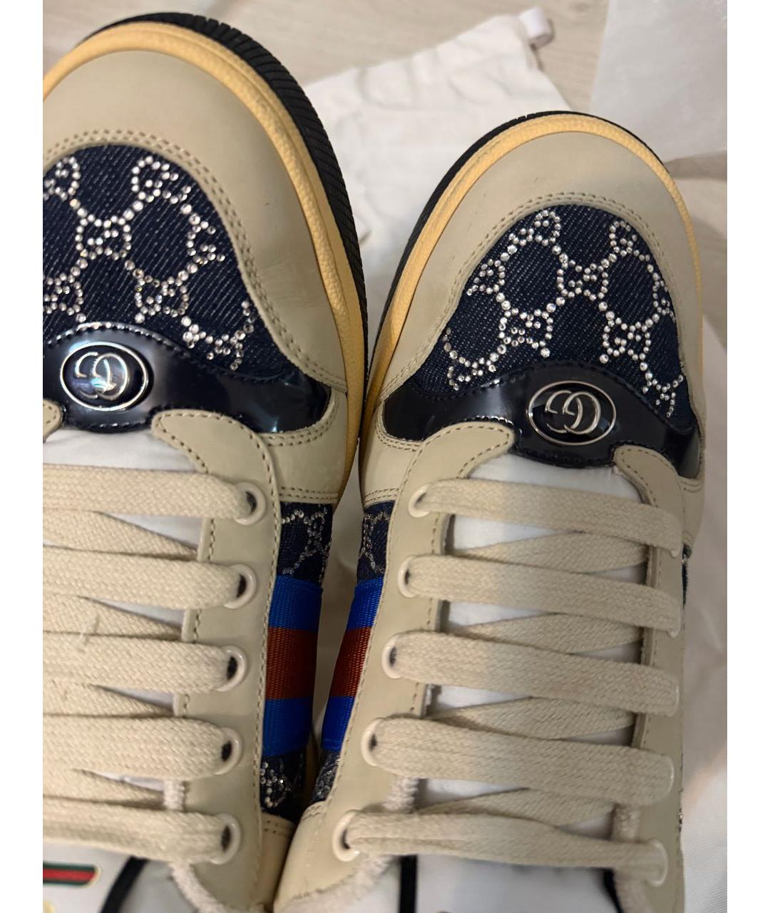 GUCCI Синие кожаные кроссовки, фото 3