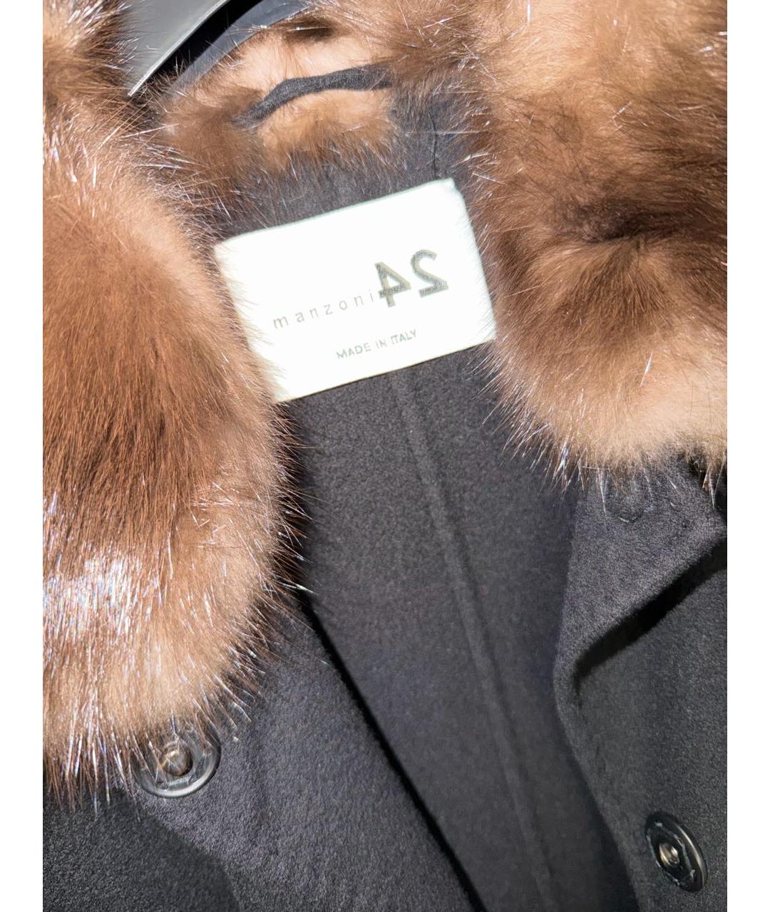MANZONI 24 Черное кашемировое пальто, фото 3