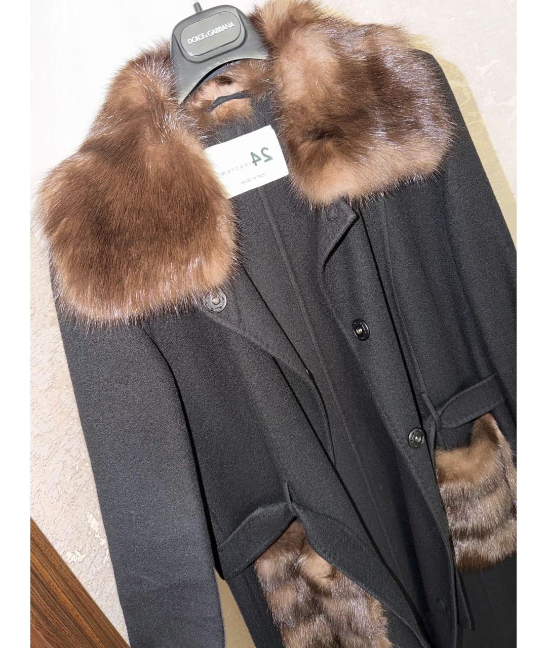 MANZONI 24 Черное кашемировое пальто, фото 2