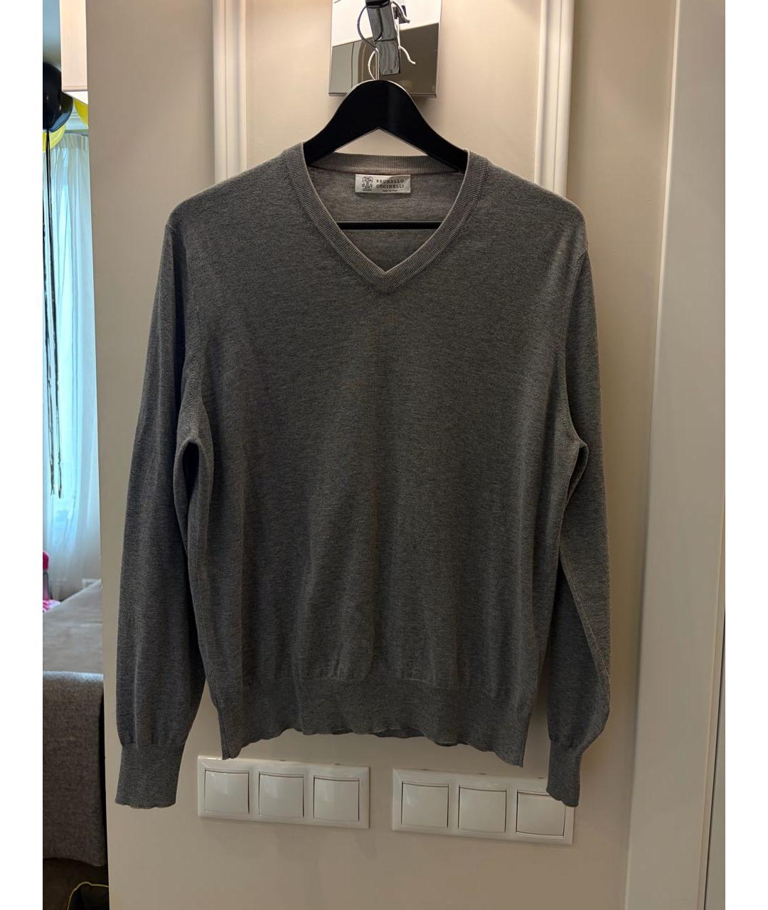 BRUNELLO CUCINELLI Серый хлопковый джемпер / свитер, фото 6