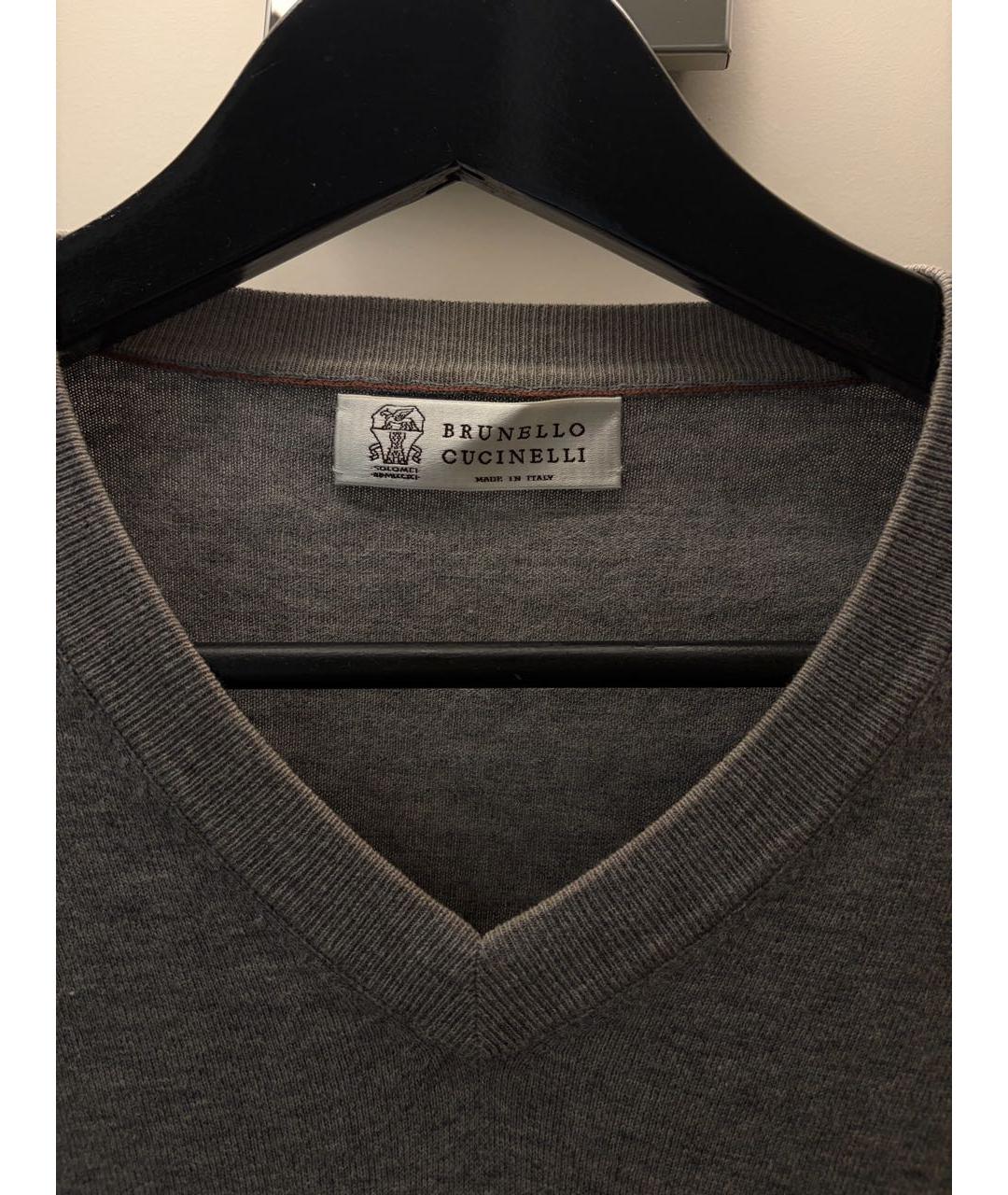 BRUNELLO CUCINELLI Серый хлопковый джемпер / свитер, фото 4