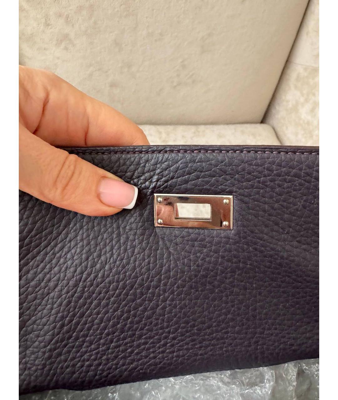 HERMES Фиолетовая кожаная сумка с короткими ручками, фото 8