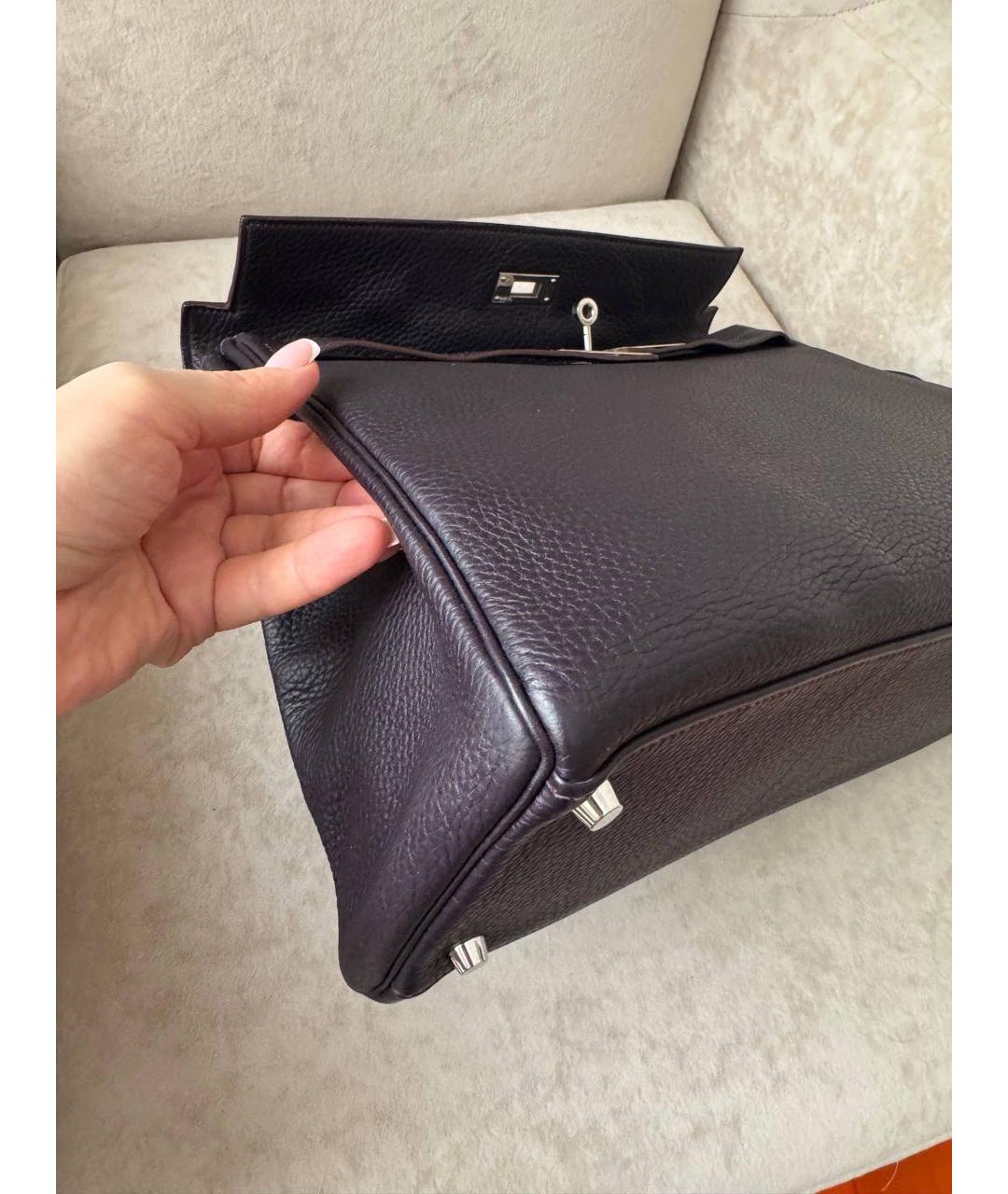 HERMES Фиолетовая кожаная сумка с короткими ручками, фото 2