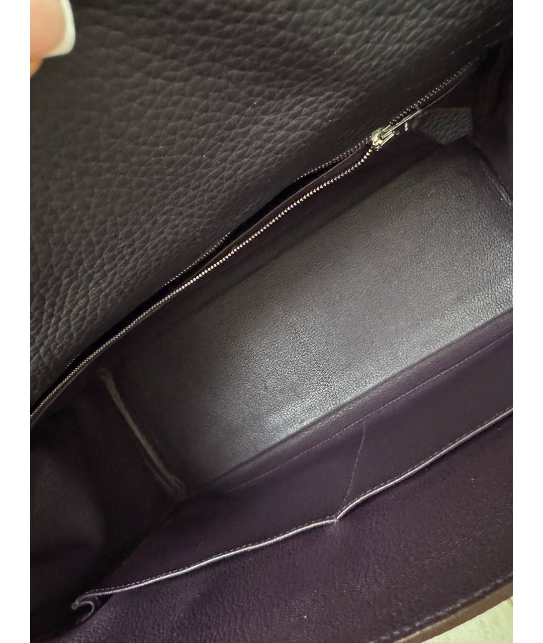 HERMES Фиолетовая кожаная сумка с короткими ручками, фото 4