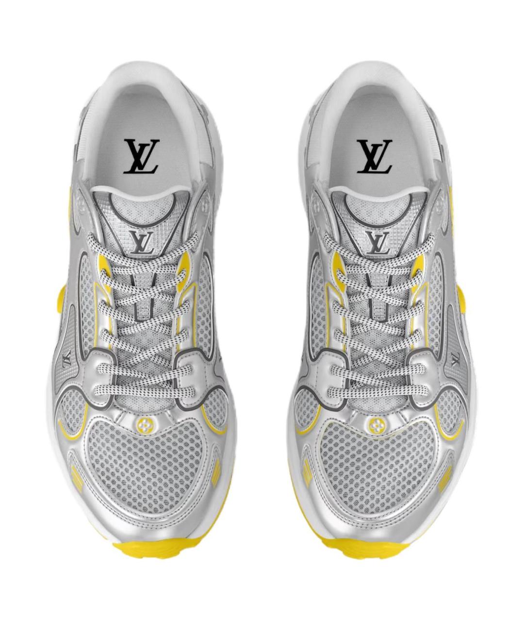 LOUIS VUITTON Серебряные кожаные кроссовки, фото 4