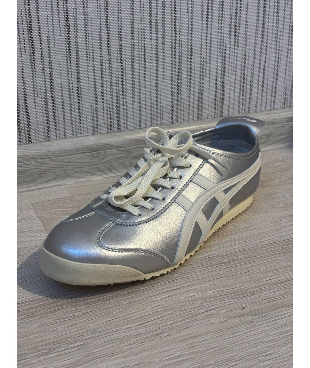 ONITSUKA TIGER Серебряные кожаные низкие кроссовки / кеды, фото 2