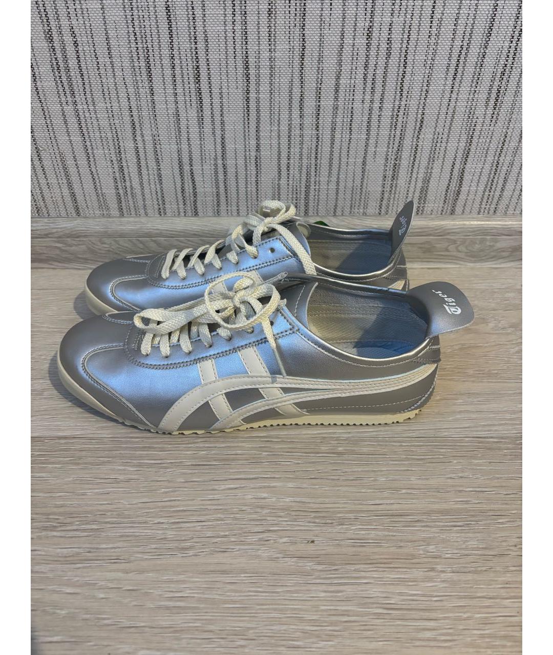 ONITSUKA TIGER Серебряные кожаные низкие кроссовки / кеды, фото 8
