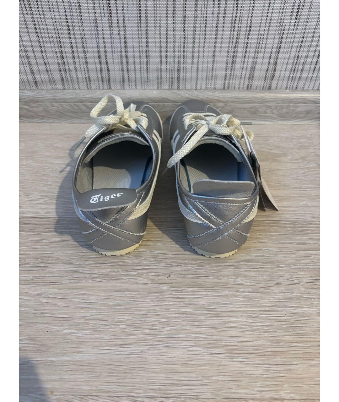 ONITSUKA TIGER Серебряные кожаные низкие кроссовки / кеды, фото 5