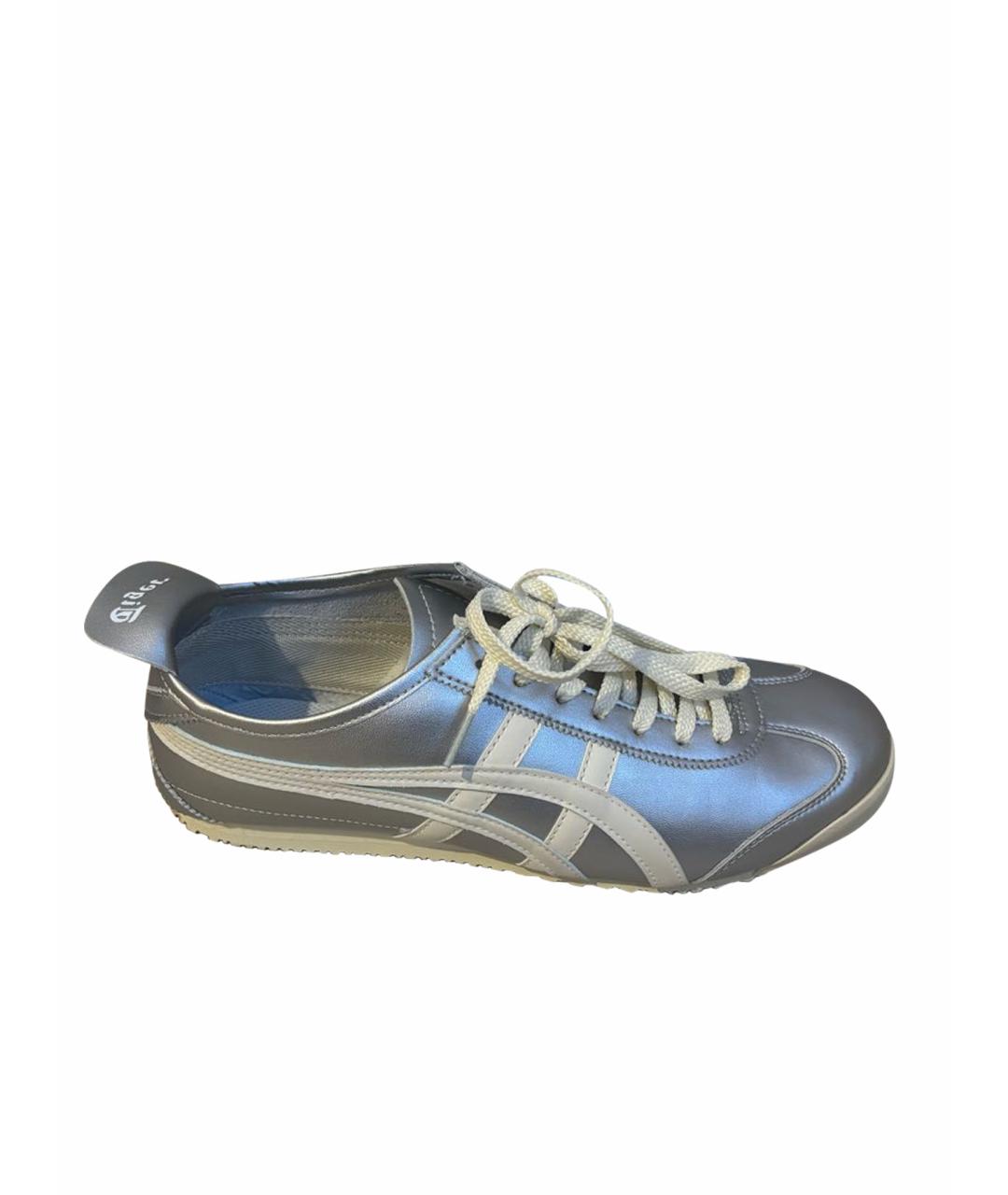 ONITSUKA TIGER Серебряные кожаные низкие кроссовки / кеды, фото 1