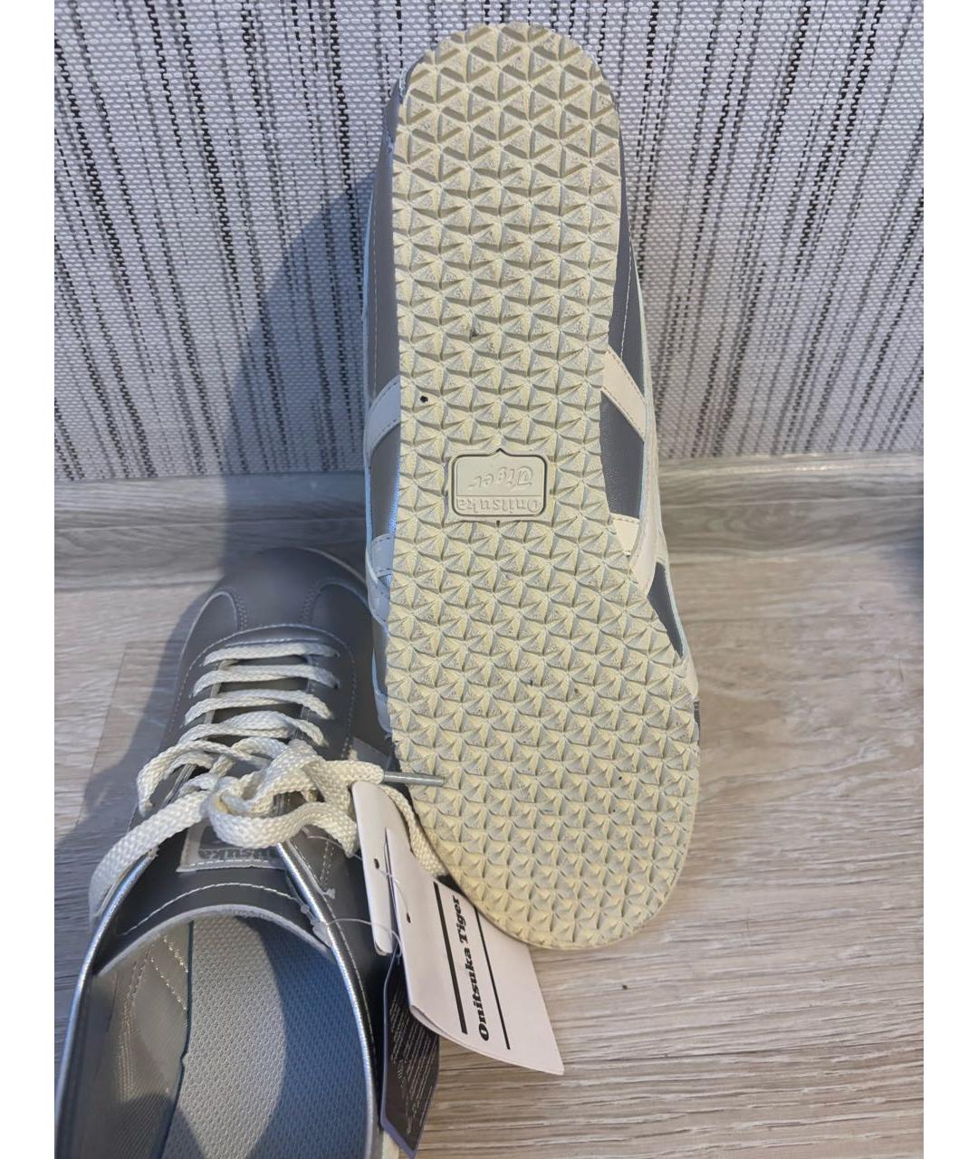 ONITSUKA TIGER Серебряные кожаные низкие кроссовки / кеды, фото 6