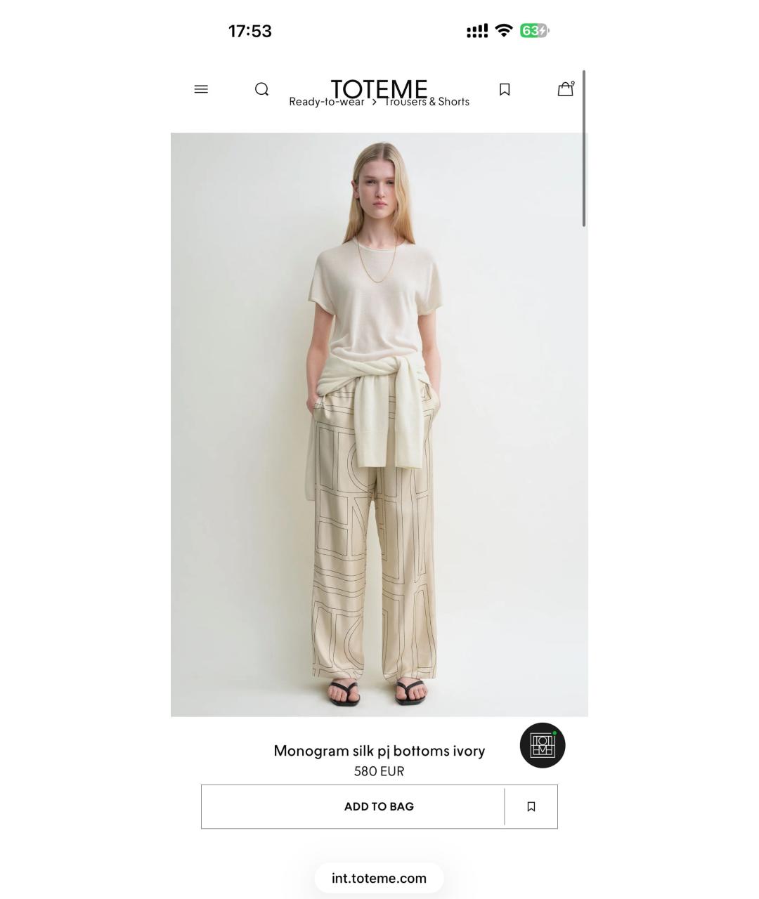 TOTEME Шелковые брюки широкие, фото 5