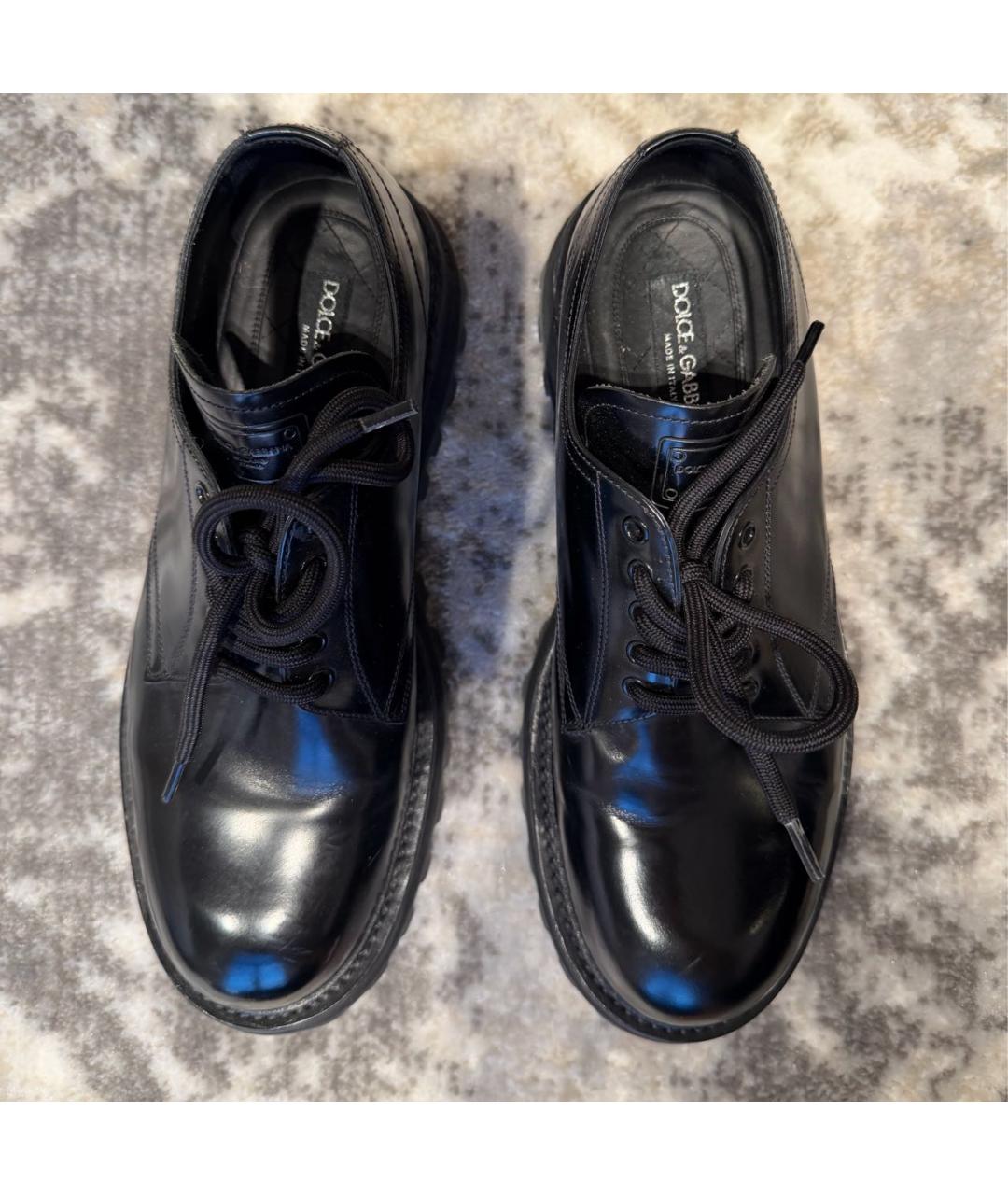 DOLCE&GABBANA Черные низкие ботинки из лакированной кожи, фото 2