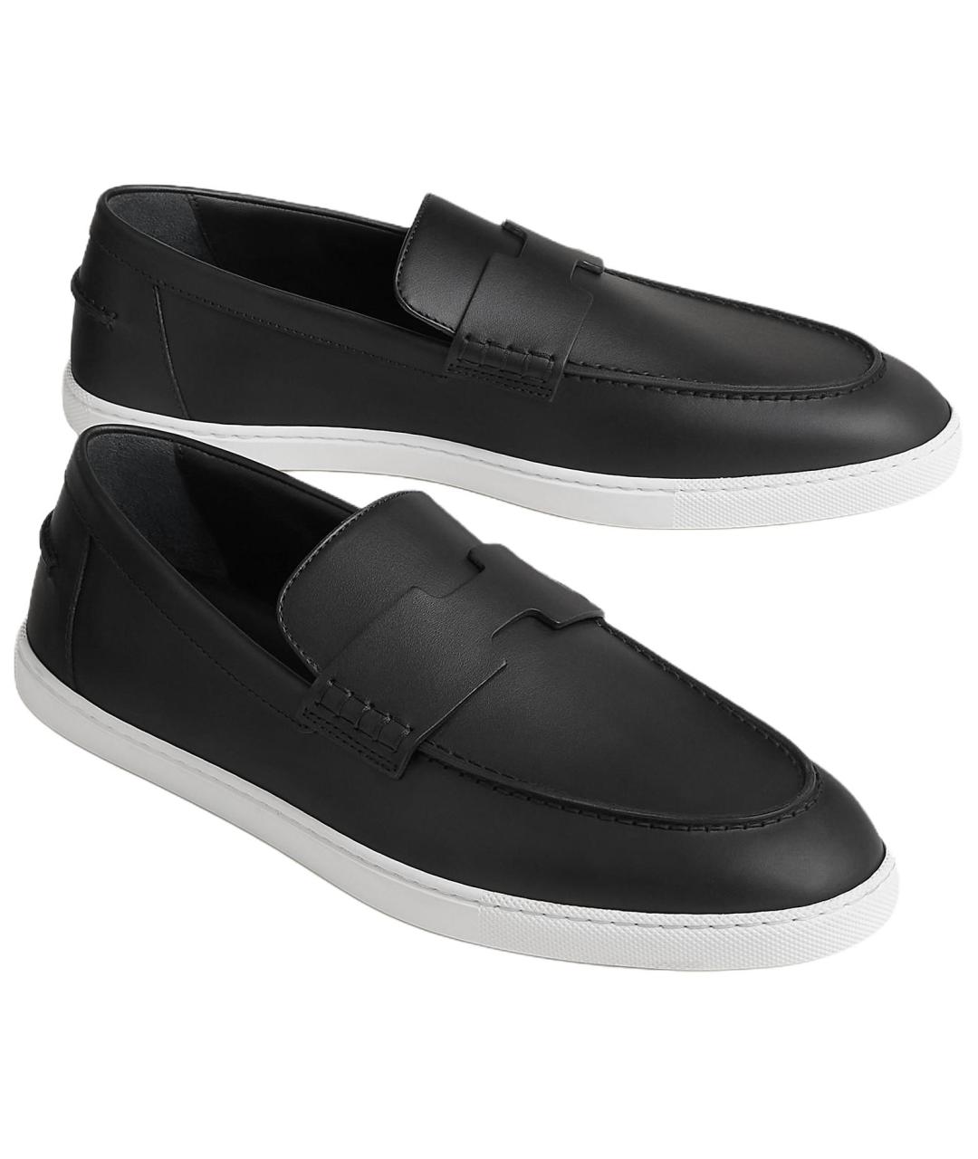 HERMES Черные кожаные лоферы, фото 4