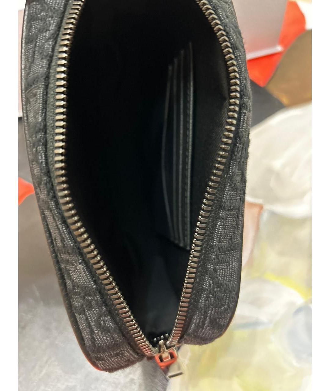 CHRISTIAN DIOR Черная жаккардовая сумка на плечо, фото 3