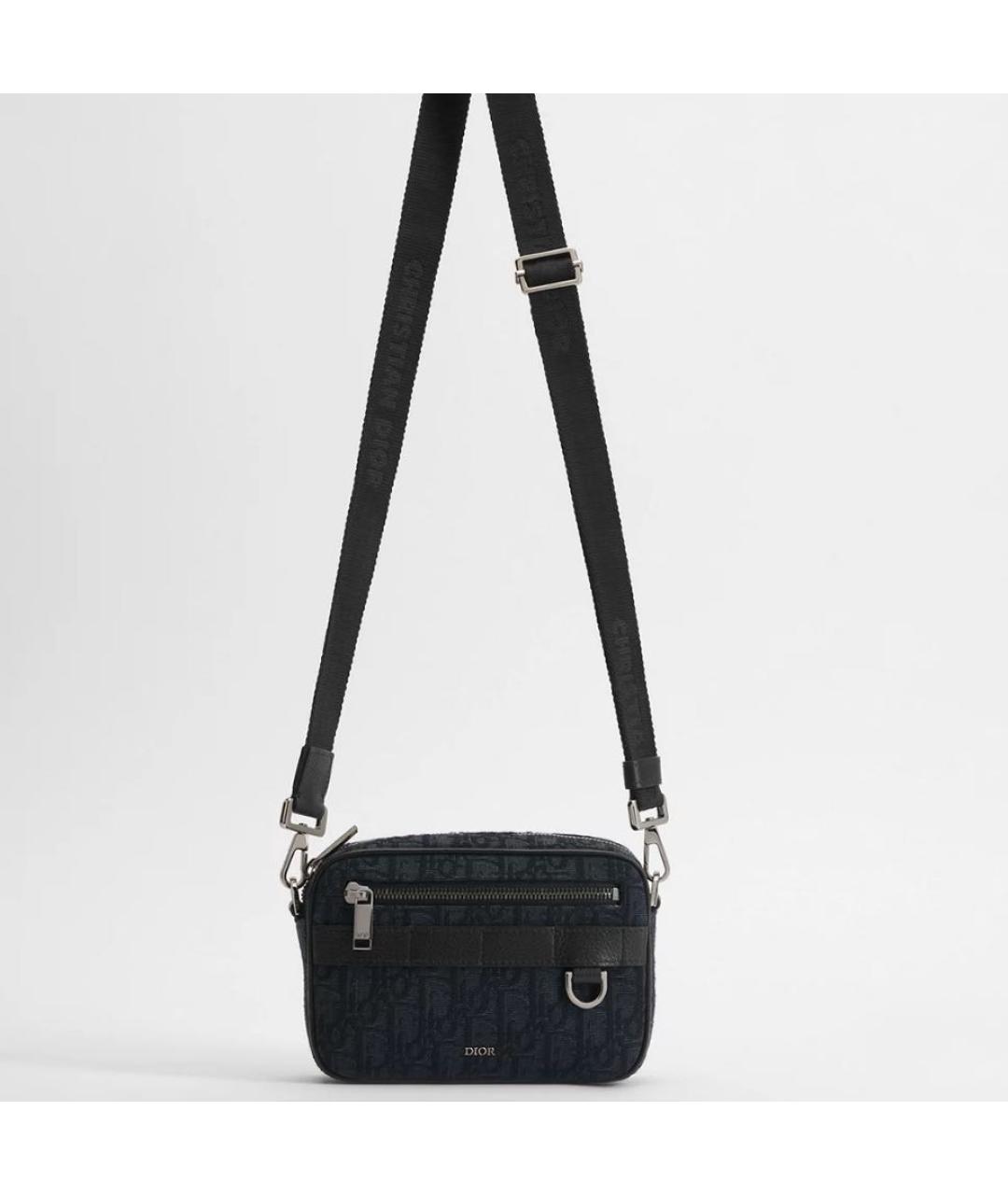 CHRISTIAN DIOR Черная жаккардовая сумка на плечо, фото 5