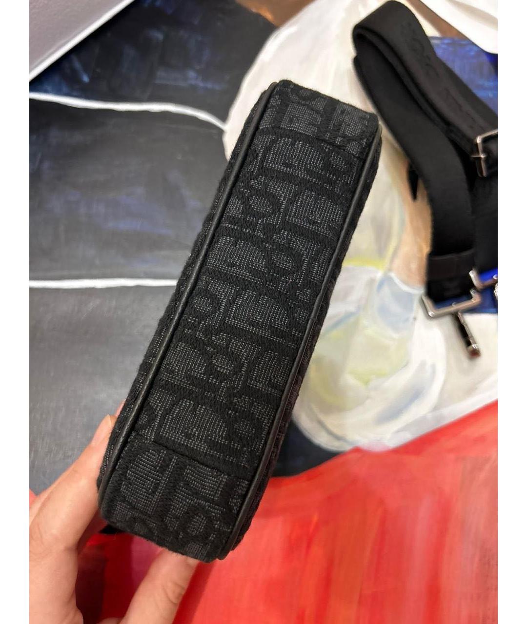 CHRISTIAN DIOR Черная жаккардовая сумка на плечо, фото 4