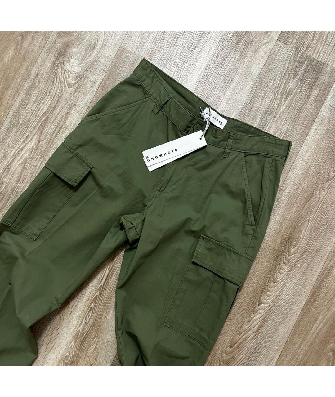 JOHN RICHMOND Хаки хлопковые повседневные брюки, фото 3