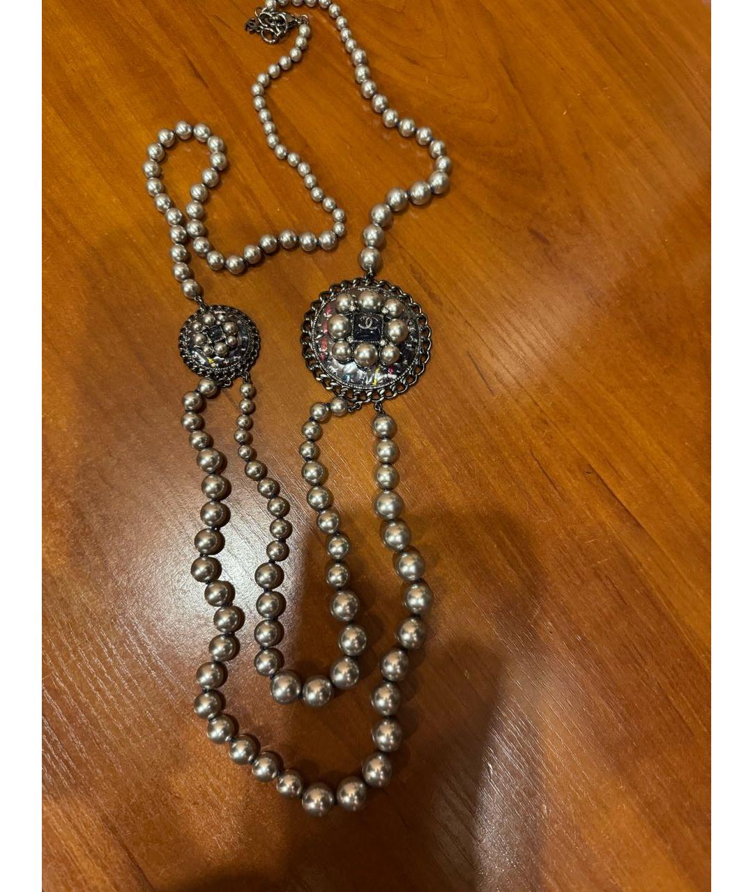 CHANEL Серое жемчужное колье, фото 4