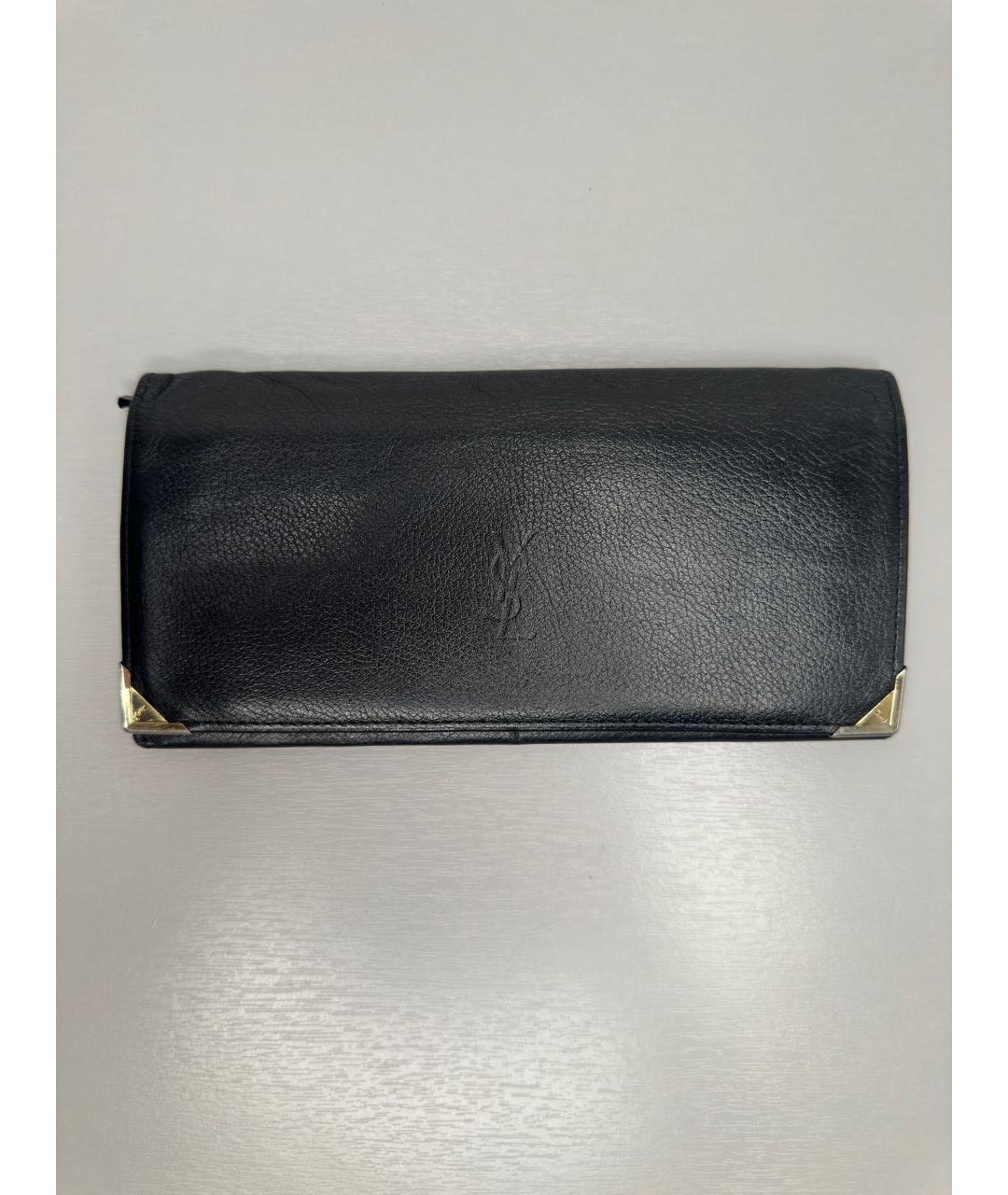 SAINT LAURENT Черный кожаный кошелек, фото 8