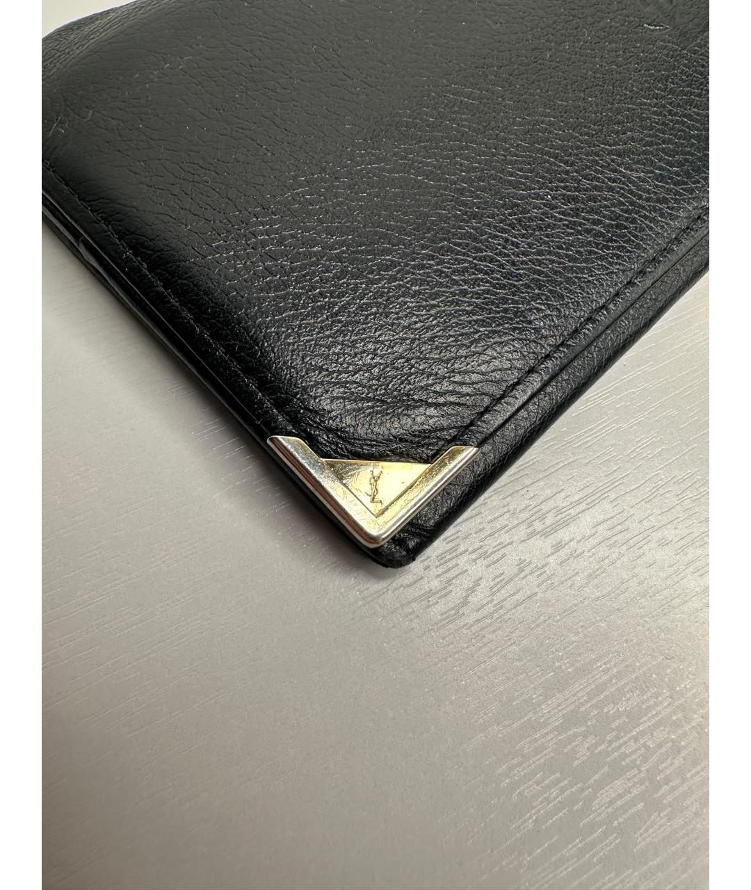 SAINT LAURENT Черный кожаный кошелек, фото 4