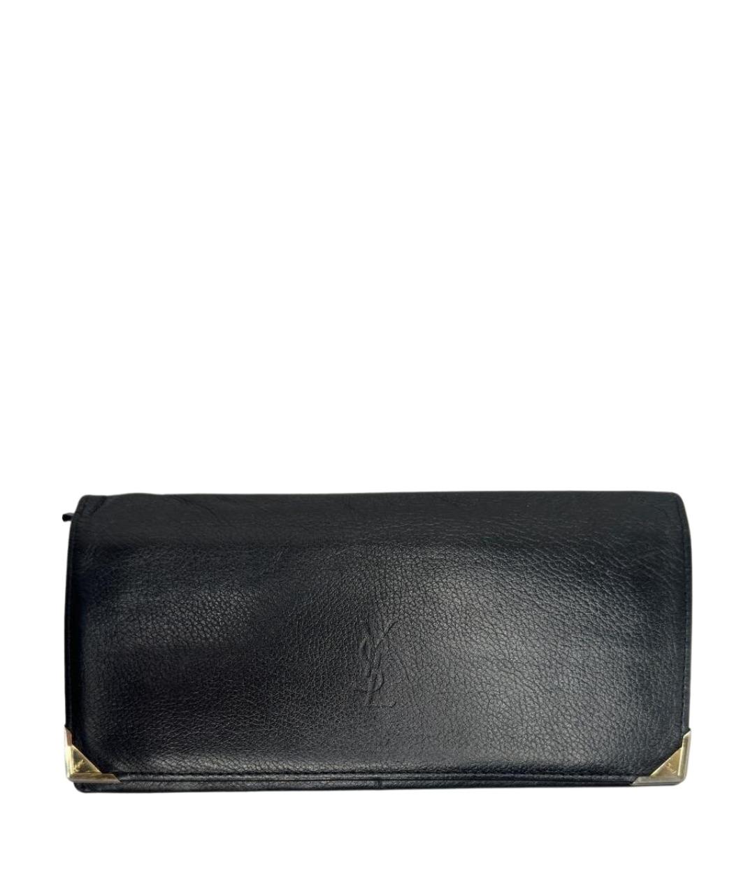SAINT LAURENT Черный кожаный кошелек, фото 1