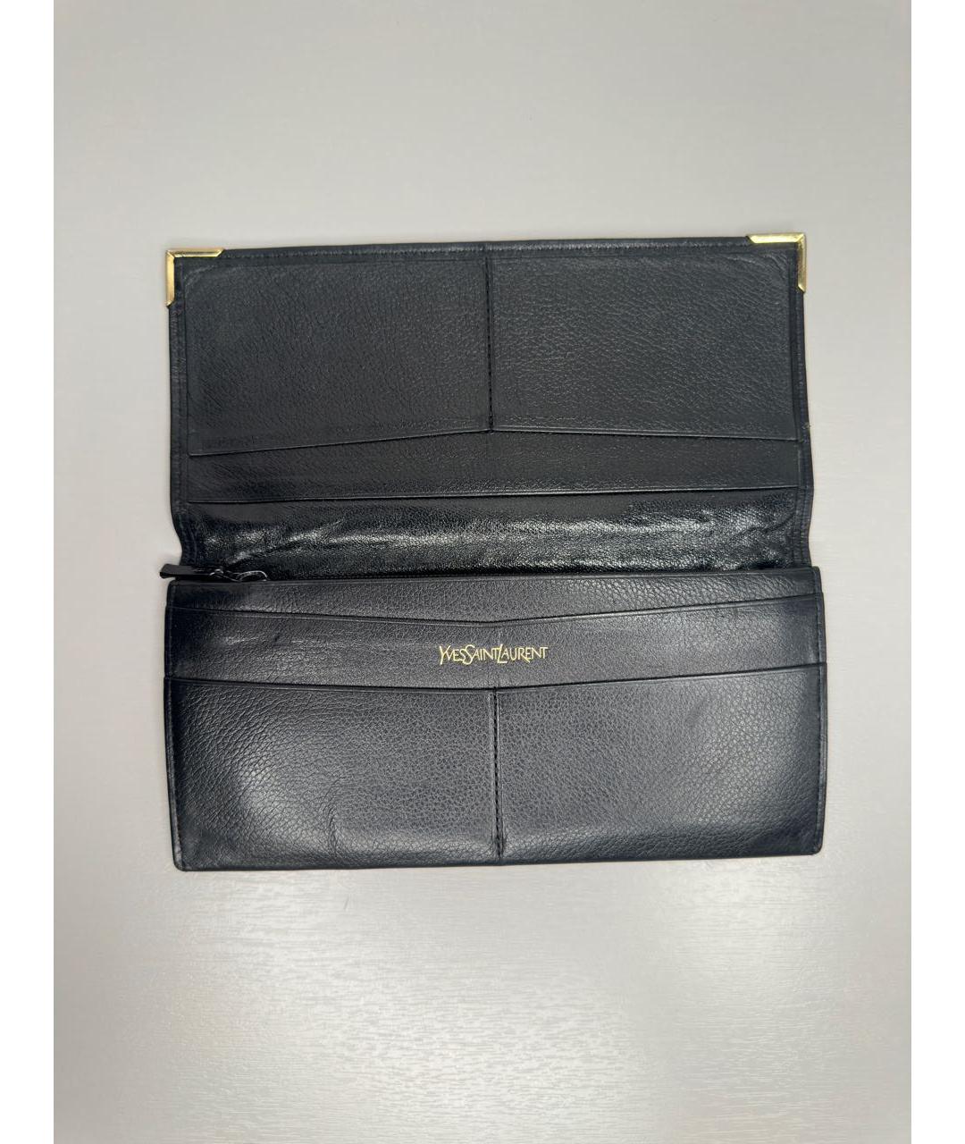 SAINT LAURENT Черный кожаный кошелек, фото 6