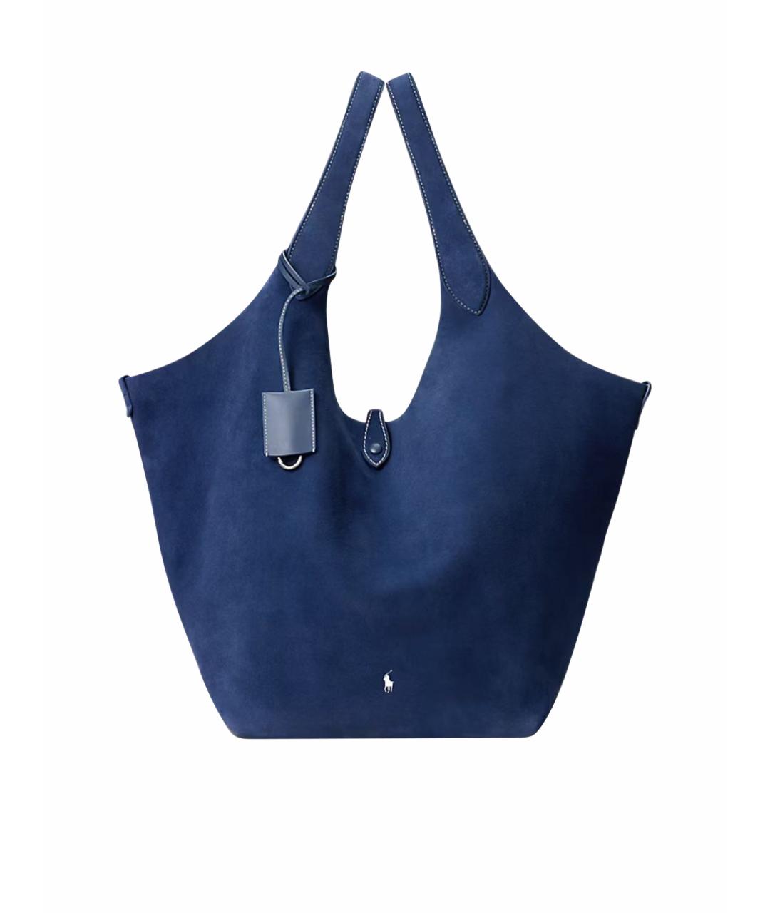 RALPH LAUREN Синяя кожаная сумка тоут, фото 1