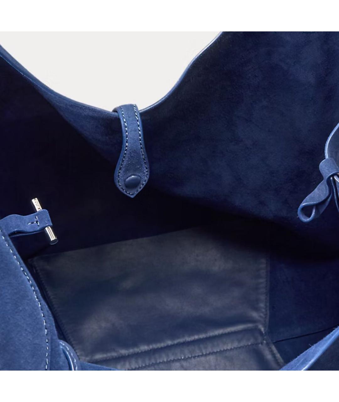 RALPH LAUREN Синяя кожаная сумка тоут, фото 4