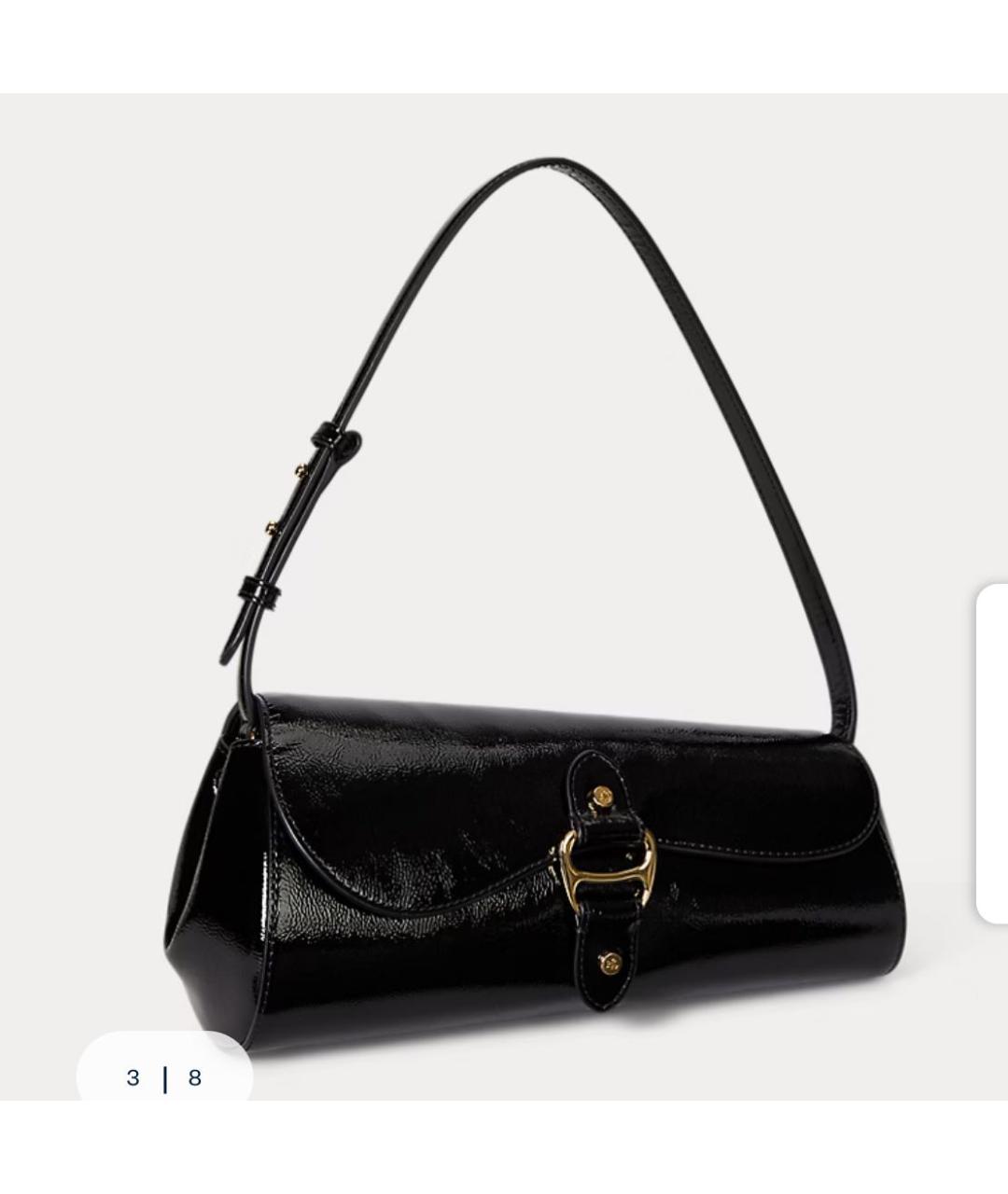 RALPH LAUREN Черная кожаная сумка с короткими ручками, фото 2