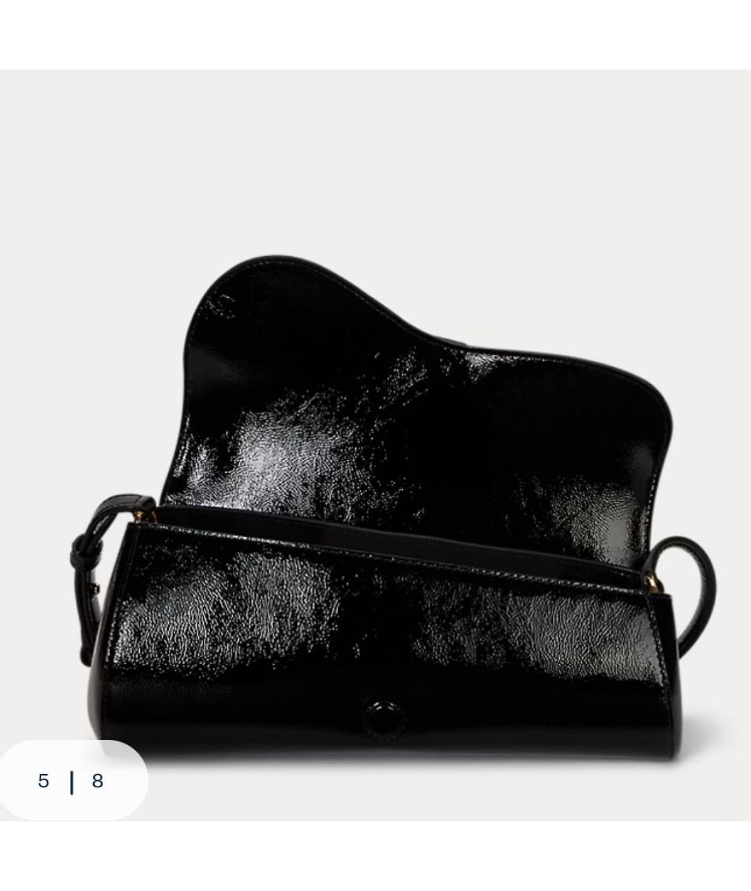 RALPH LAUREN Черная кожаная сумка с короткими ручками, фото 4