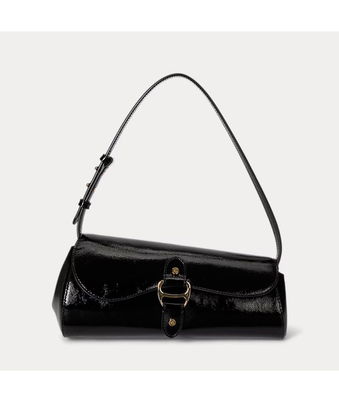 RALPH LAUREN Черная кожаная сумка с короткими ручками, фото 5