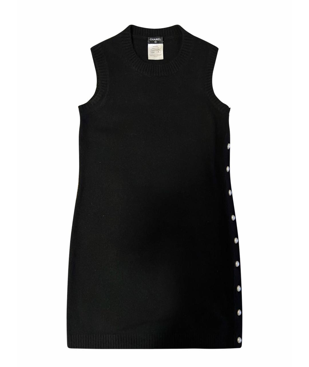 CHANEL Черное кашемировое коктейльное платье, фото 1