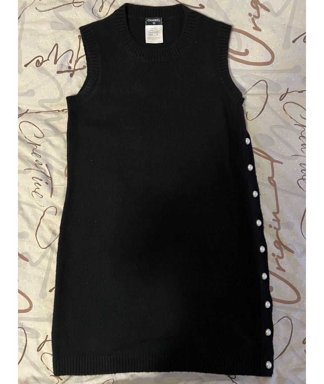 CHANEL Черное кашемировое коктейльное платье, фото 7
