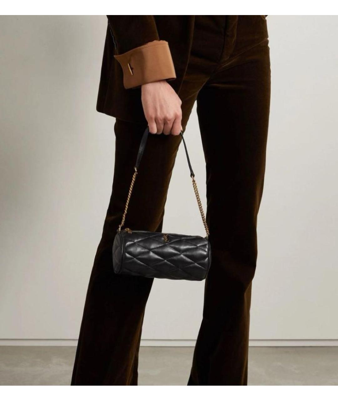 SAINT LAURENT Черная кожаная сумка с короткими ручками, фото 2