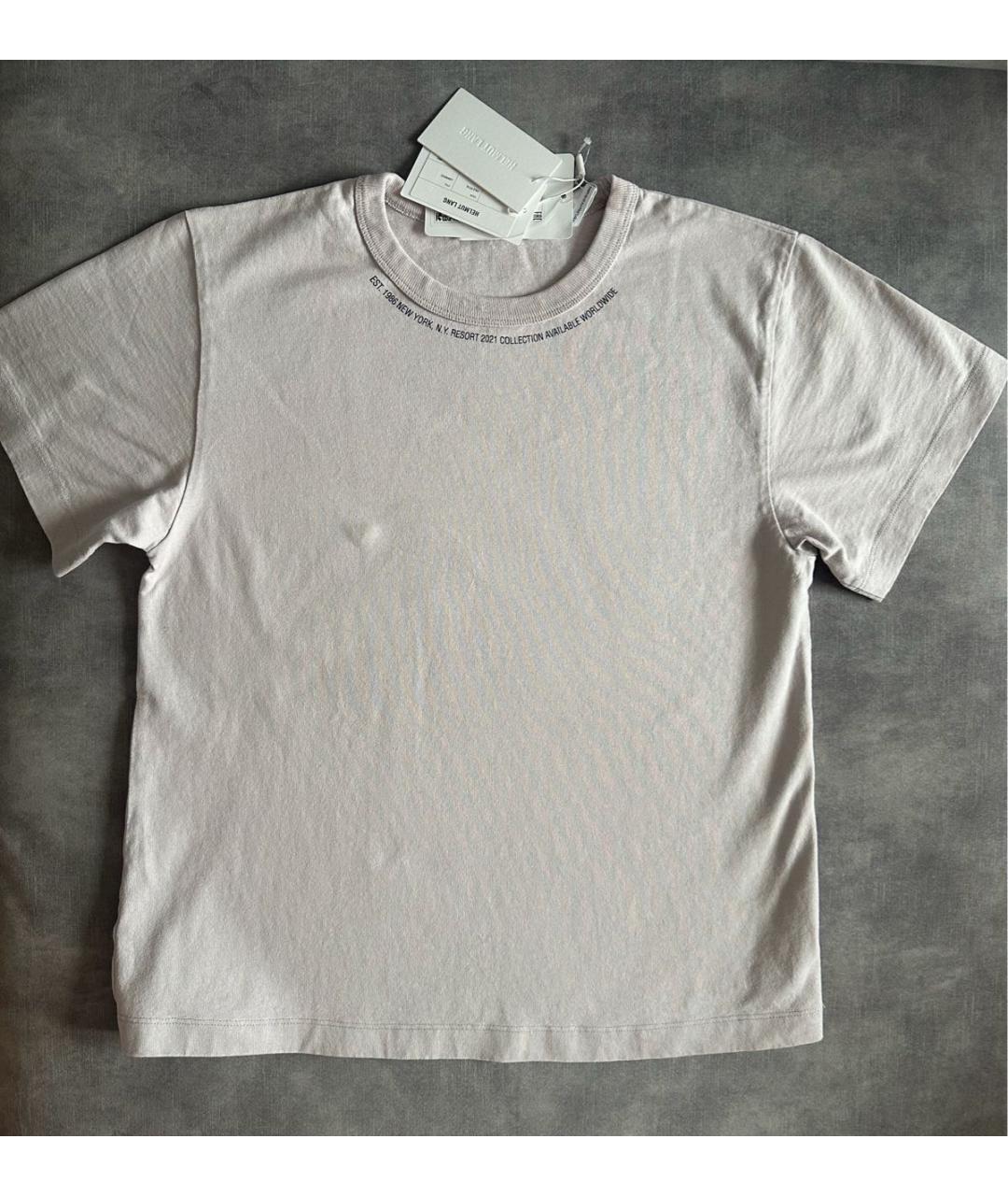 HELMUT LANG Серая хлопковая футболка, фото 2