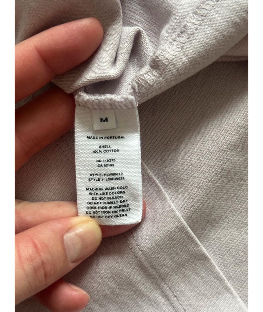 HELMUT LANG Серая хлопковая футболка, фото 8