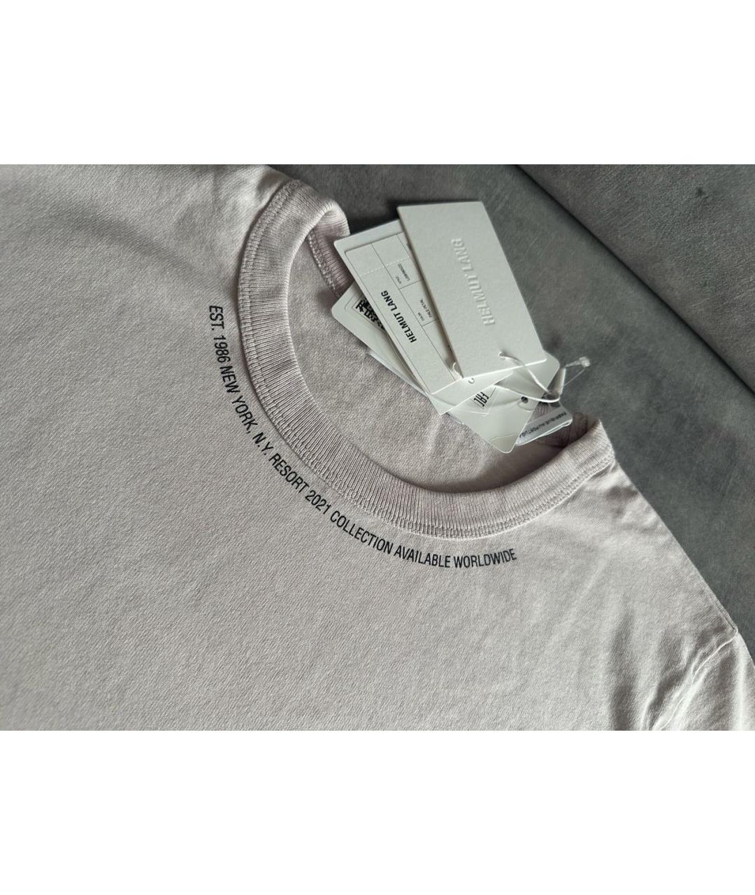 HELMUT LANG Серая хлопковая футболка, фото 3