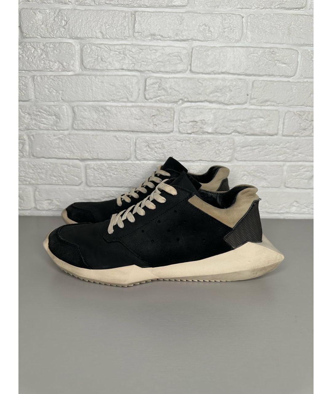 RICK OWENS Черные низкие кроссовки / кеды, фото 7