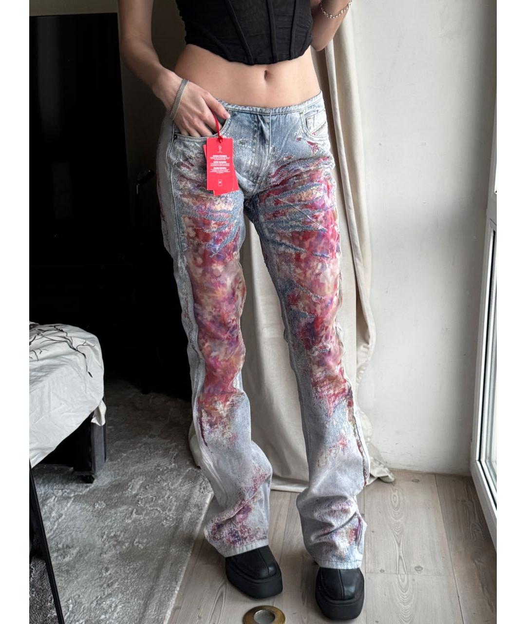 DIESEL Голубые хлопковые прямые джинсы, фото 6