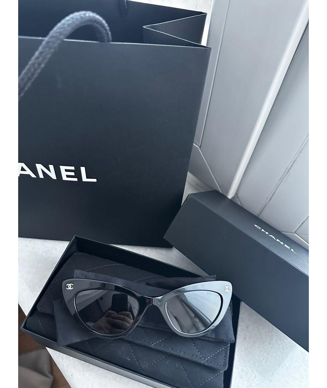 CHANEL Черные пластиковые солнцезащитные очки, фото 2