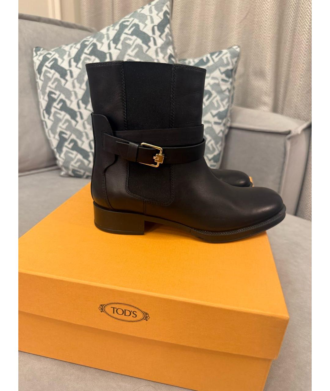 TOD'S Черные кожаные ботинки, фото 6