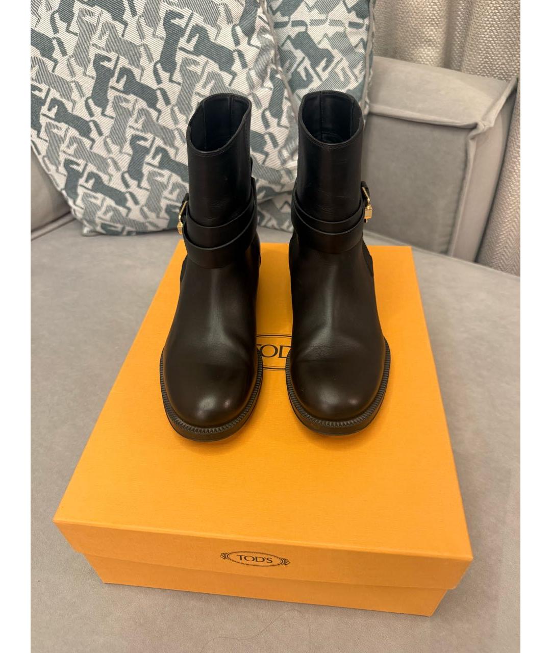 TOD'S Черные кожаные ботинки, фото 2