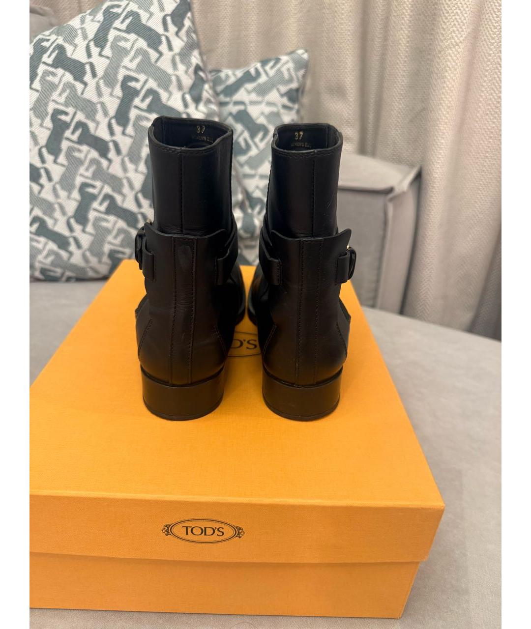 TOD'S Черные кожаные ботинки, фото 4