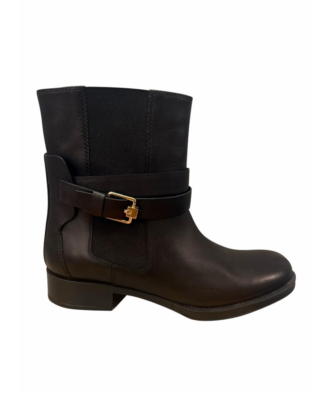 TOD'S Черные кожаные ботинки, фото 1