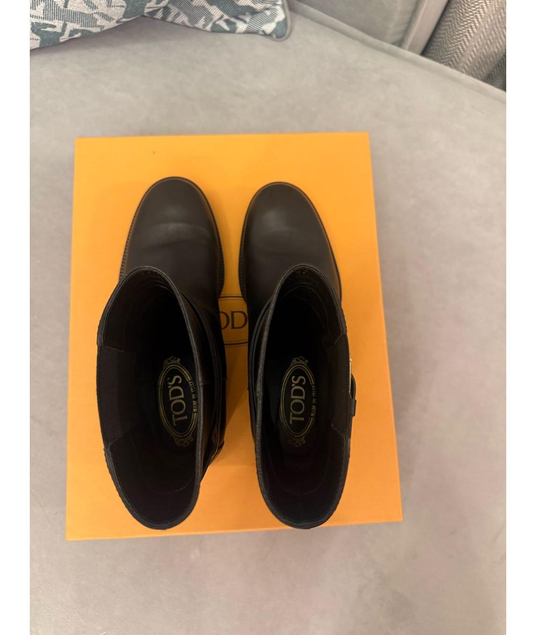 TOD'S Черные кожаные ботинки, фото 3